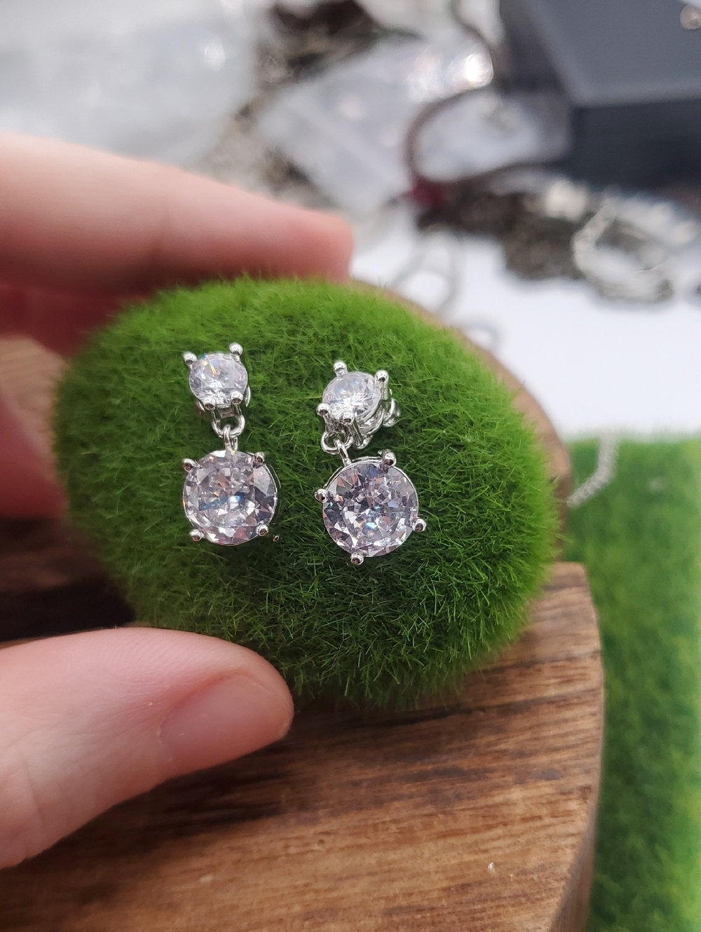 Sterling Clear Moissanite Diamond 5ct Drop Earrings - Sparkling 3.58 Gram E1124